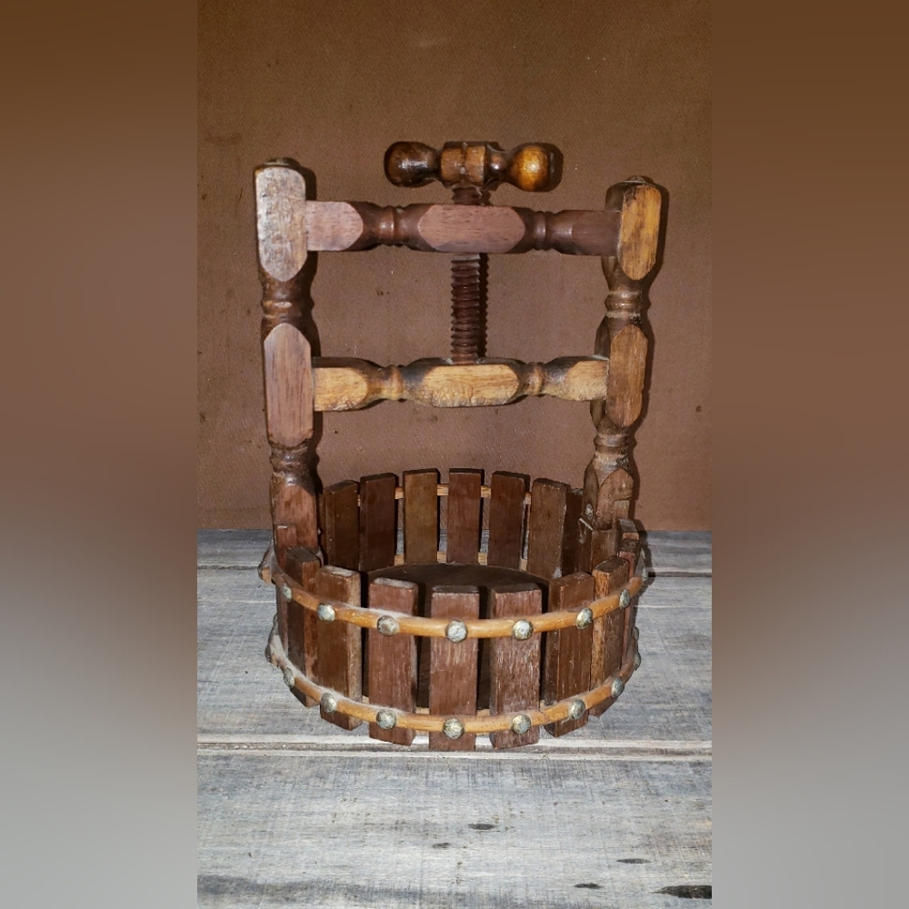Wooden Wishing Well Nutcracker w/ basket
